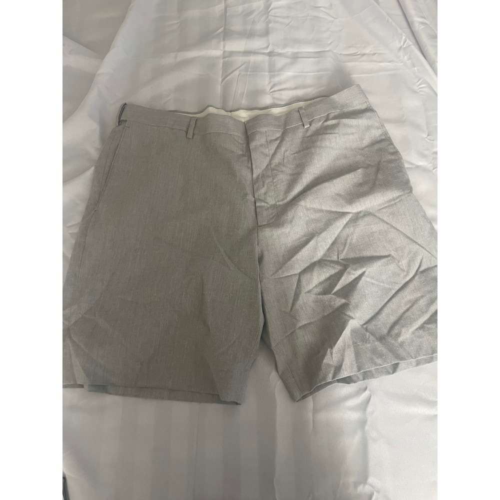 Savane Mens Gray Linen Blend Flat Front Casual Dress Shorts Size 40 SA2989